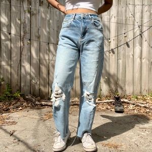 Wide Leg Light Was Cut Off Ankle Jeans